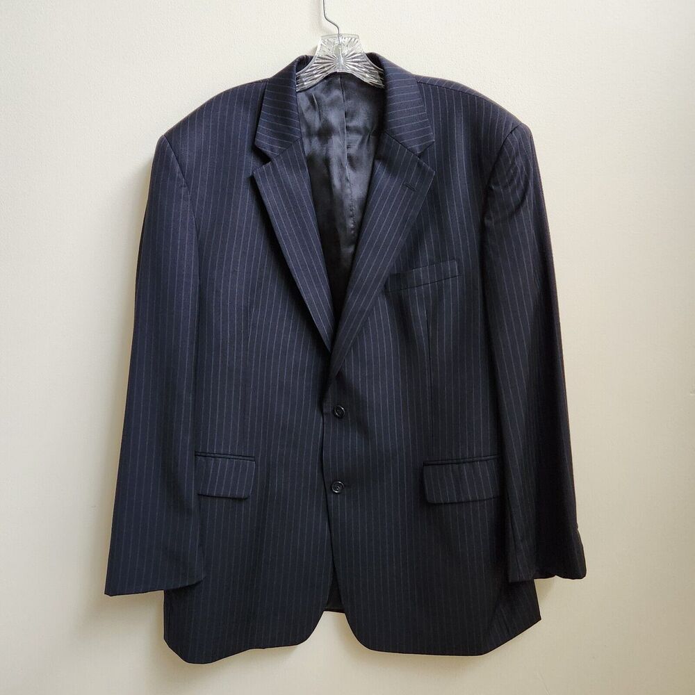 Jos A Bank Blazer Men's 46R Wool Black Stripe LIned Sport Coat Business Career
